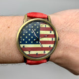 Patriotic American Watch with Red Band