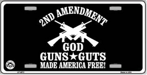 2nd Amendment - God, Guns, Guts License Plate