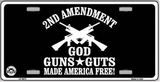 2nd Amendment - God, Guns, Guts License Plate