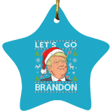 Trump Lets Go Brandon Christmas  Star Ornament
