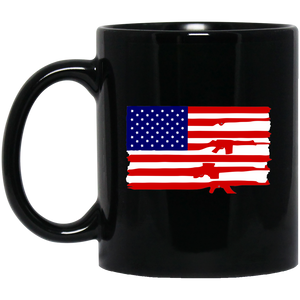 American Rifle Flag 2nd Gun Supporter Black Drinking Mug (11 oz.)