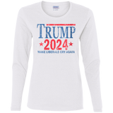 Trump 2024 Make Liberals Cry Again Ladies' Cotton LS T-Shirt