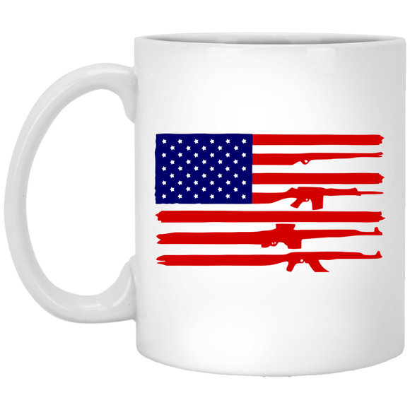 American Rifle Flag 2nd Gun Supporter White Drinking Mug (11 oz)