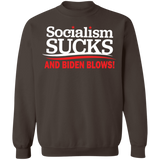 Socialism Sucks and Biden Blows Funny  Crewneck Pullover Sweatshirt