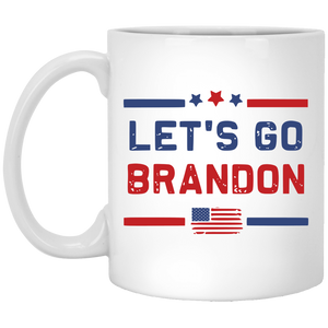 Let's Go Brandon USA Flag  White Mug