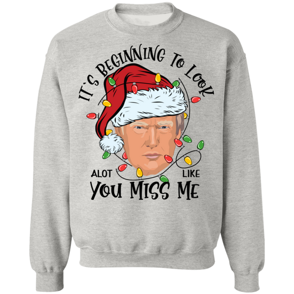 Trump Christmas Miss Me  Crewneck Pullover Sweatshirt