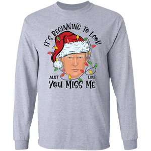 Trump Christmas Miss Me Long Sleeve Cotton T-Shirt