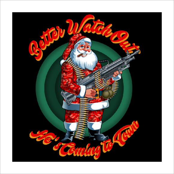 Gun Toting Santa Christmas Sticker