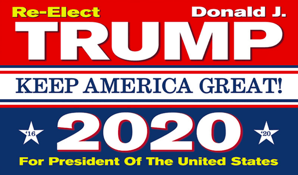 Trump 2020 Re-Election Patriotic House Flag [Red + Blue]