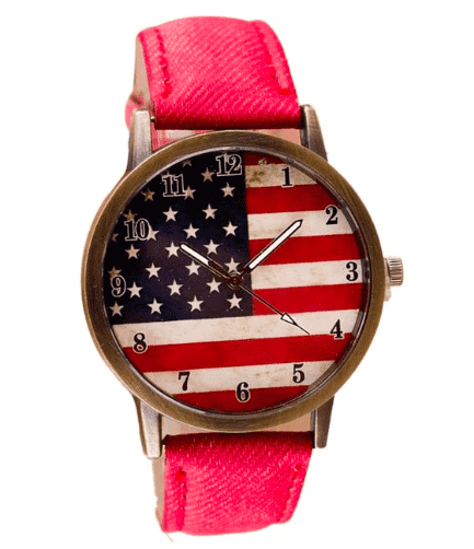 Patriotic American Watch with Red Band