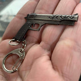 Handgun Shaped Metal Key Chain and Zipper Pull