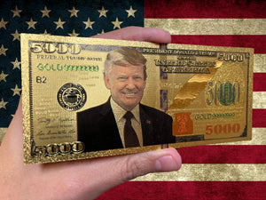 "Trump Bucks" Immitation Gold $5000 Bill - Subscriber Exclusive